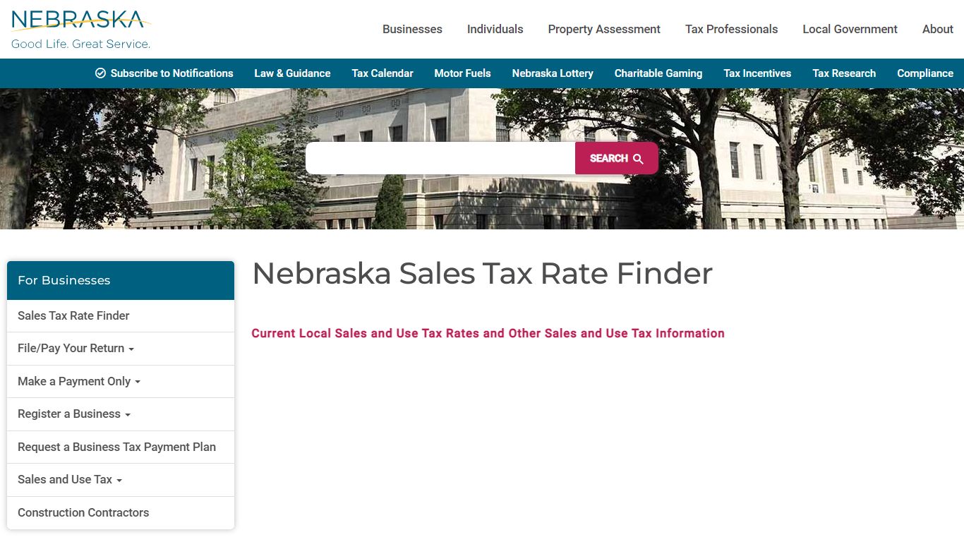 Nebraska Sales Tax Rate Finder