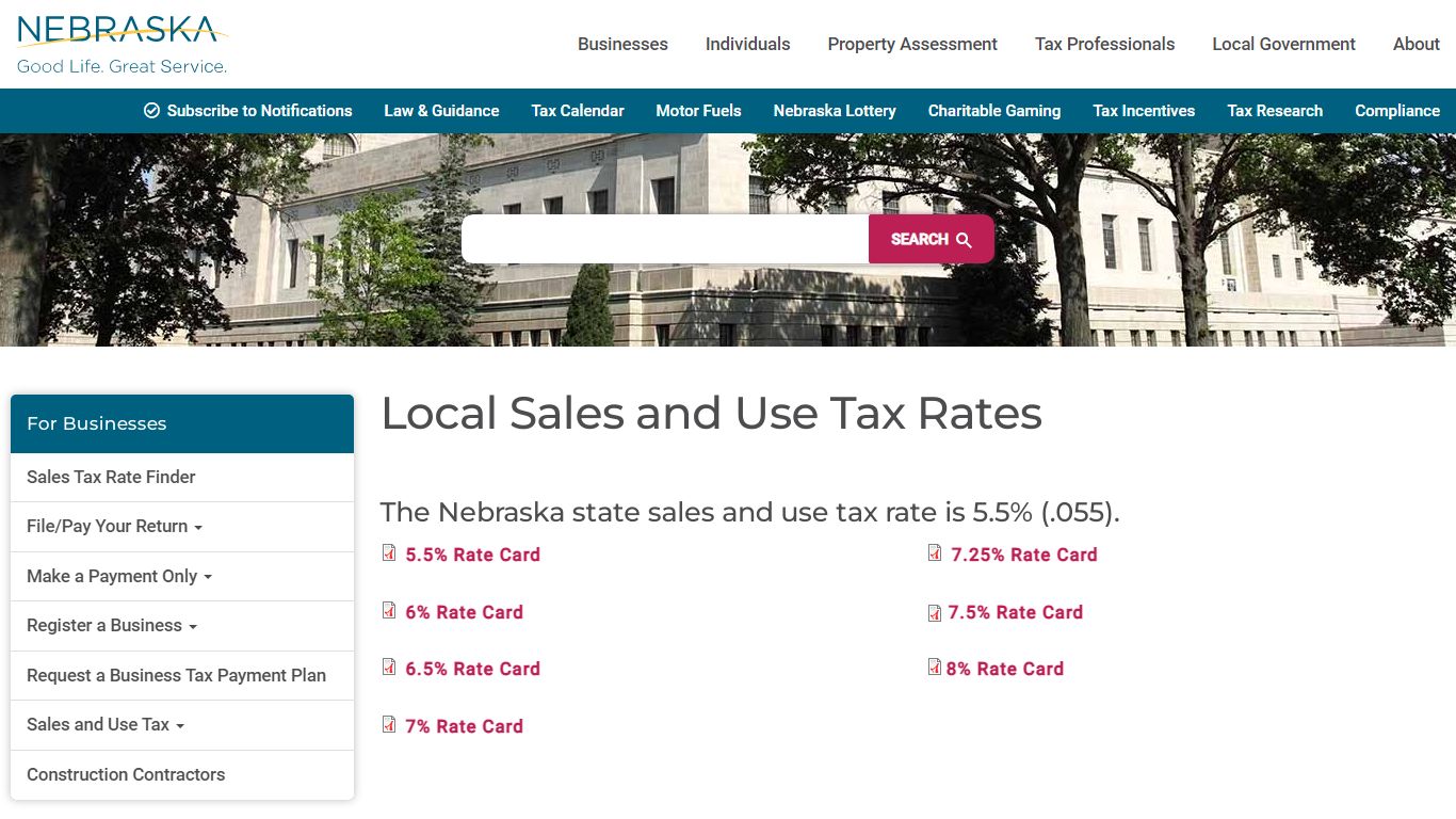 Local Sales and Use Tax Rates | Nebraska Department of Revenue